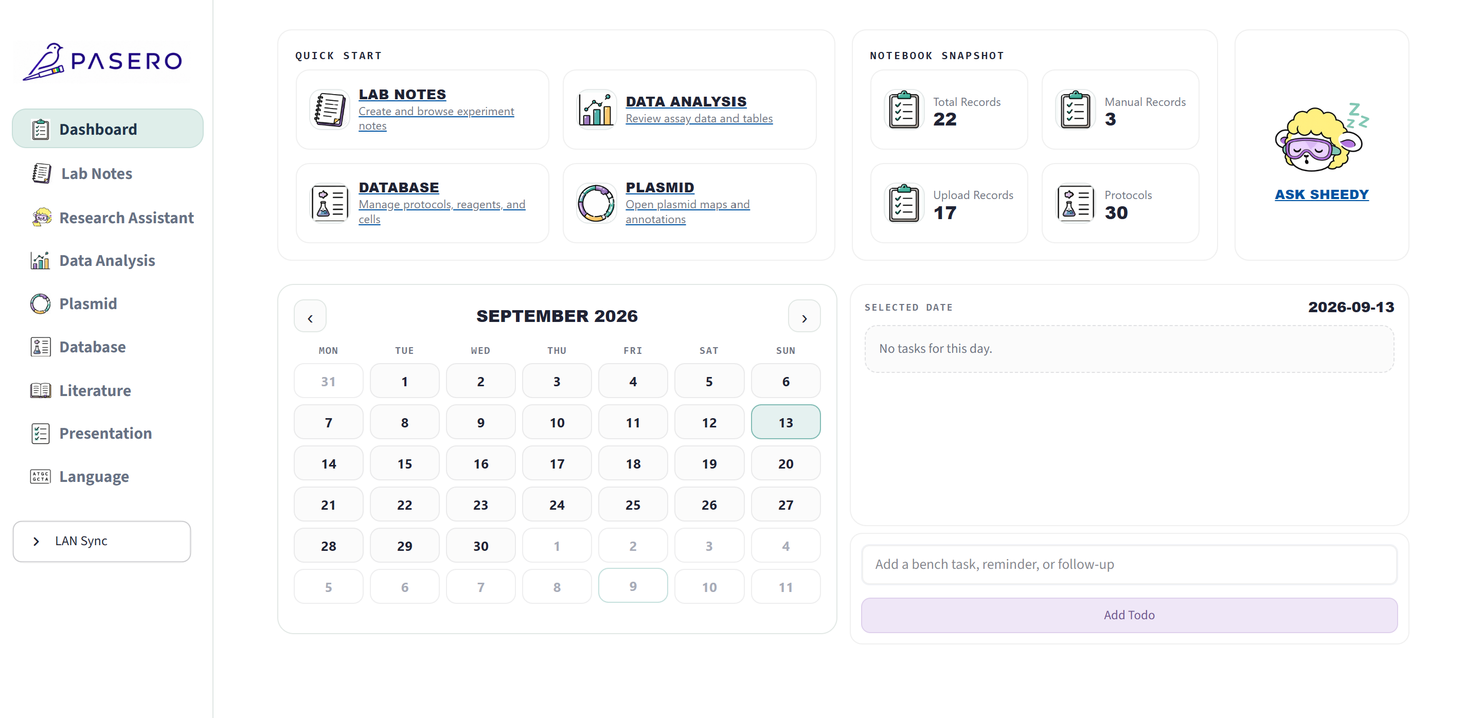 Actual Pasero Desktop Dashboard screenshot